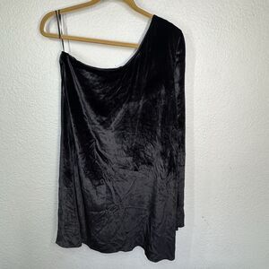 Revolve The Jetset Diaries Atlas Mini Dress Black Velvet One Shoulder Size Small